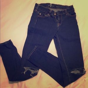7 for all Mankind skinny ripped jeans